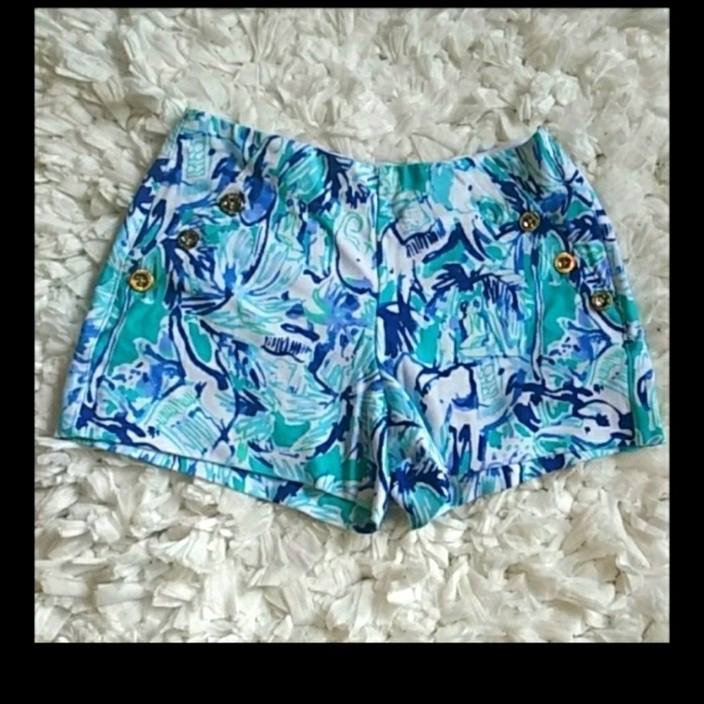 Lilly‎ Pulitzer blue/green shorts dressy casual.